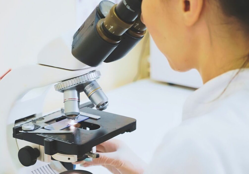 Veterinarian Looking Through Microscope Veterinarian Looking Through Microscope